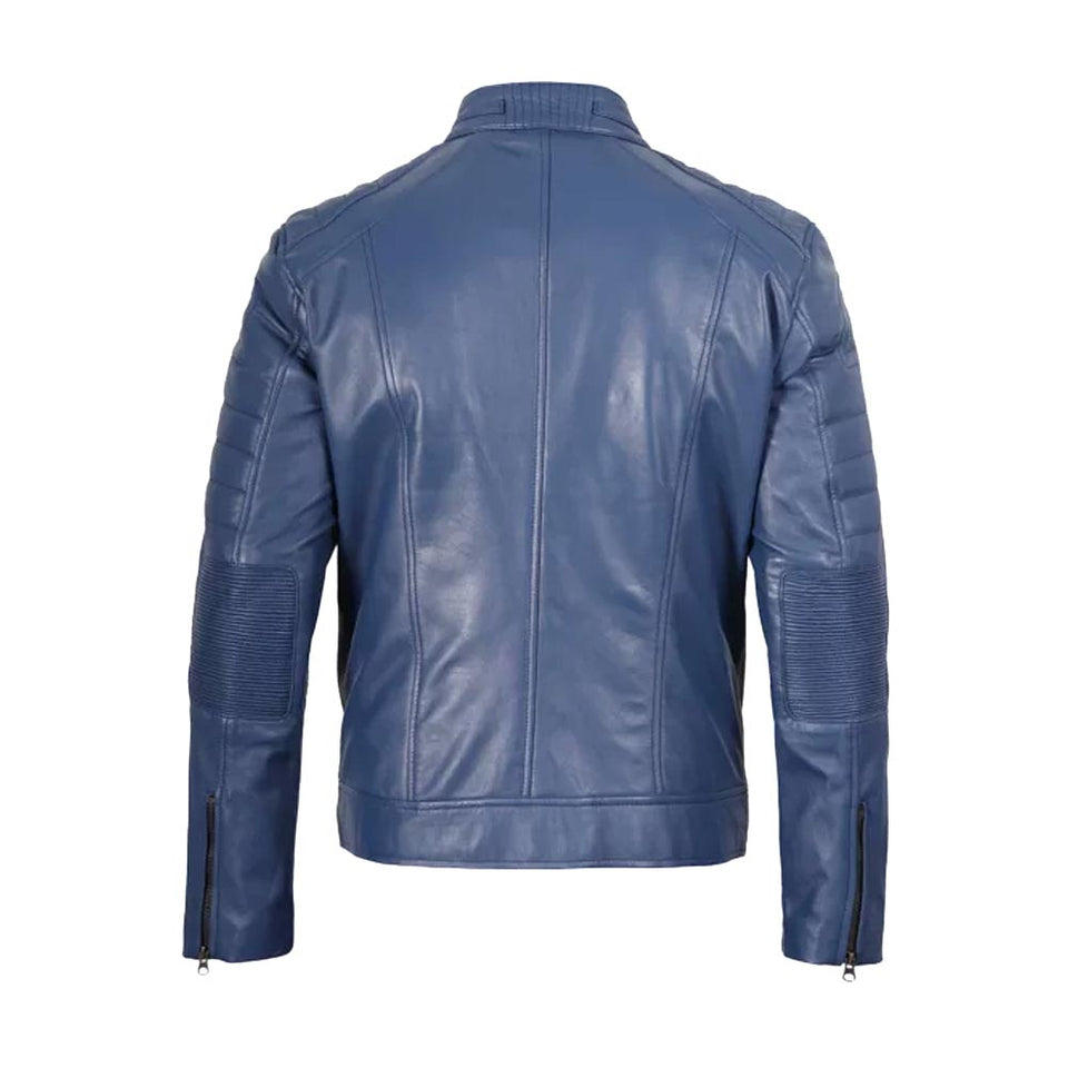 Men’s Blue Quilted Leather Jackets