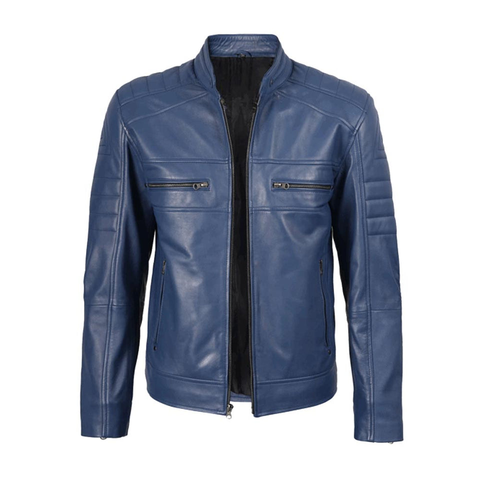 Men’s Blue Quilted Leather Jackets