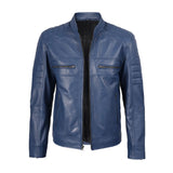 Men’s Blue Quilted Leather Jackets