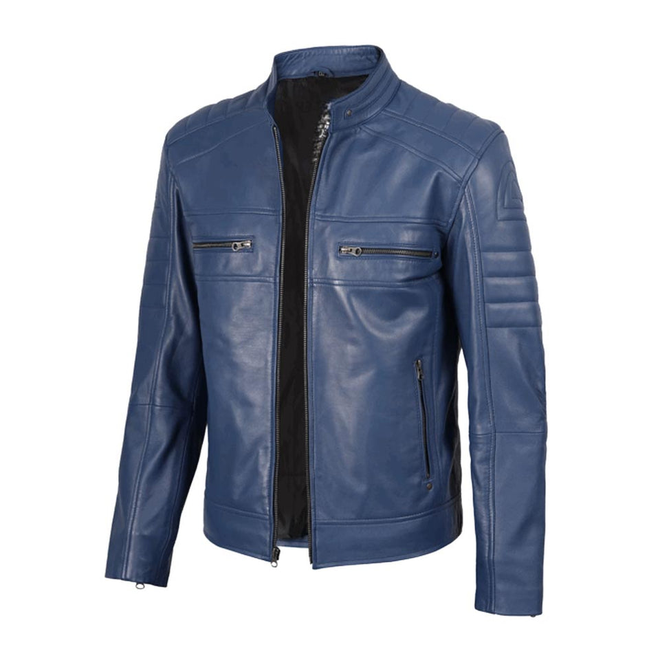 Men’s Blue Quilted Leather Jackets