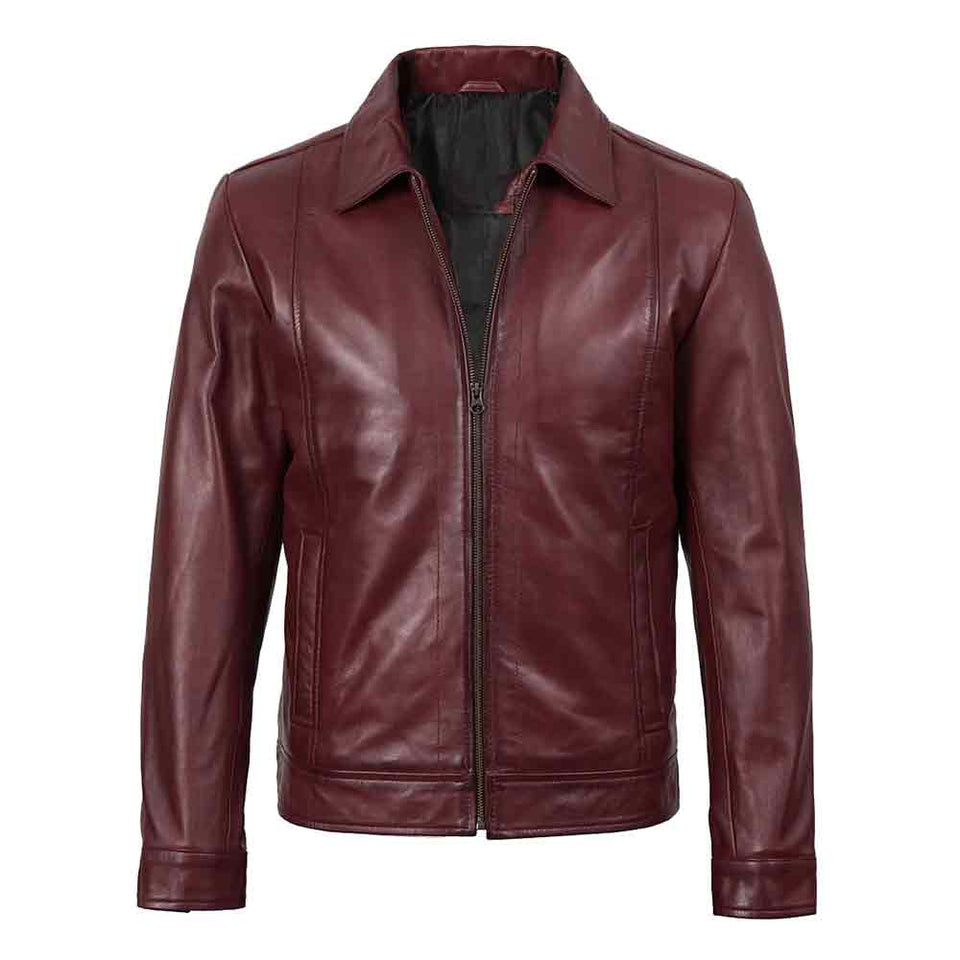 Men’s Burgundy Leather Jacket