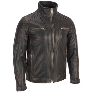 Men’s Distressed Brown Leather Jacket