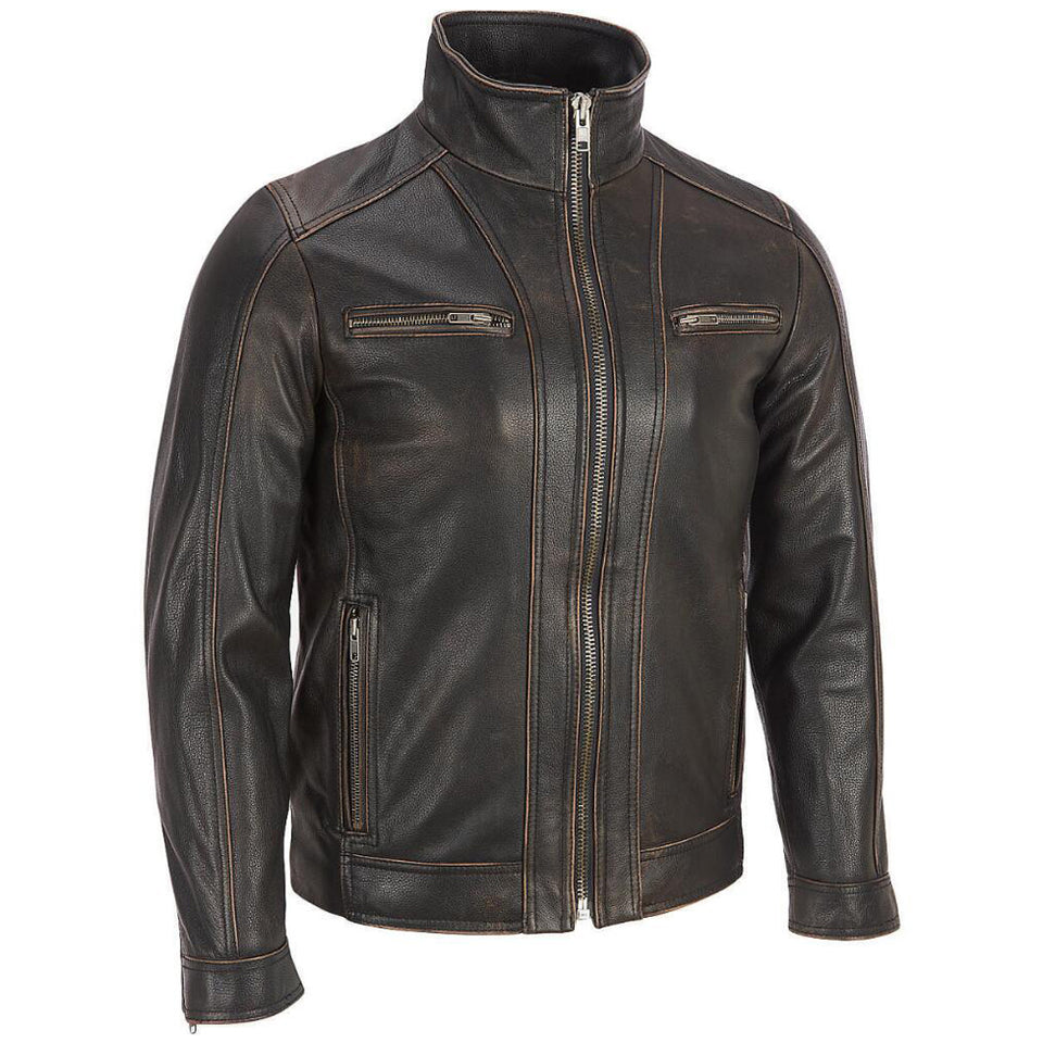 Men’s Distressed Brown Leather Jacket