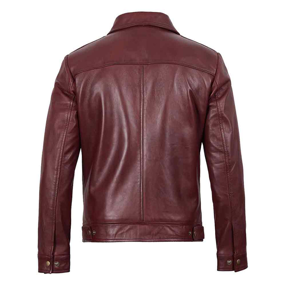 Men’s Burgundy Leather Jacket