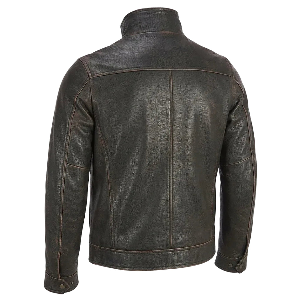 Men’s Distressed Brown Leather Jacket