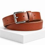 Oxportz Slim Brown Leather Belt – Sheepskin with Double Stitching