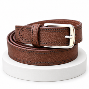 Slim Brown Leather Belt – Full-Grain Cowhide