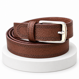 Slim Brown Leather Belt – Full-Grain Cowhide