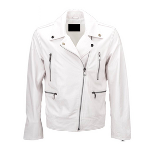Tallinn White Biker Leather Jacket for Women