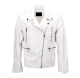 Tallinn White Biker Leather Jacket for Women
