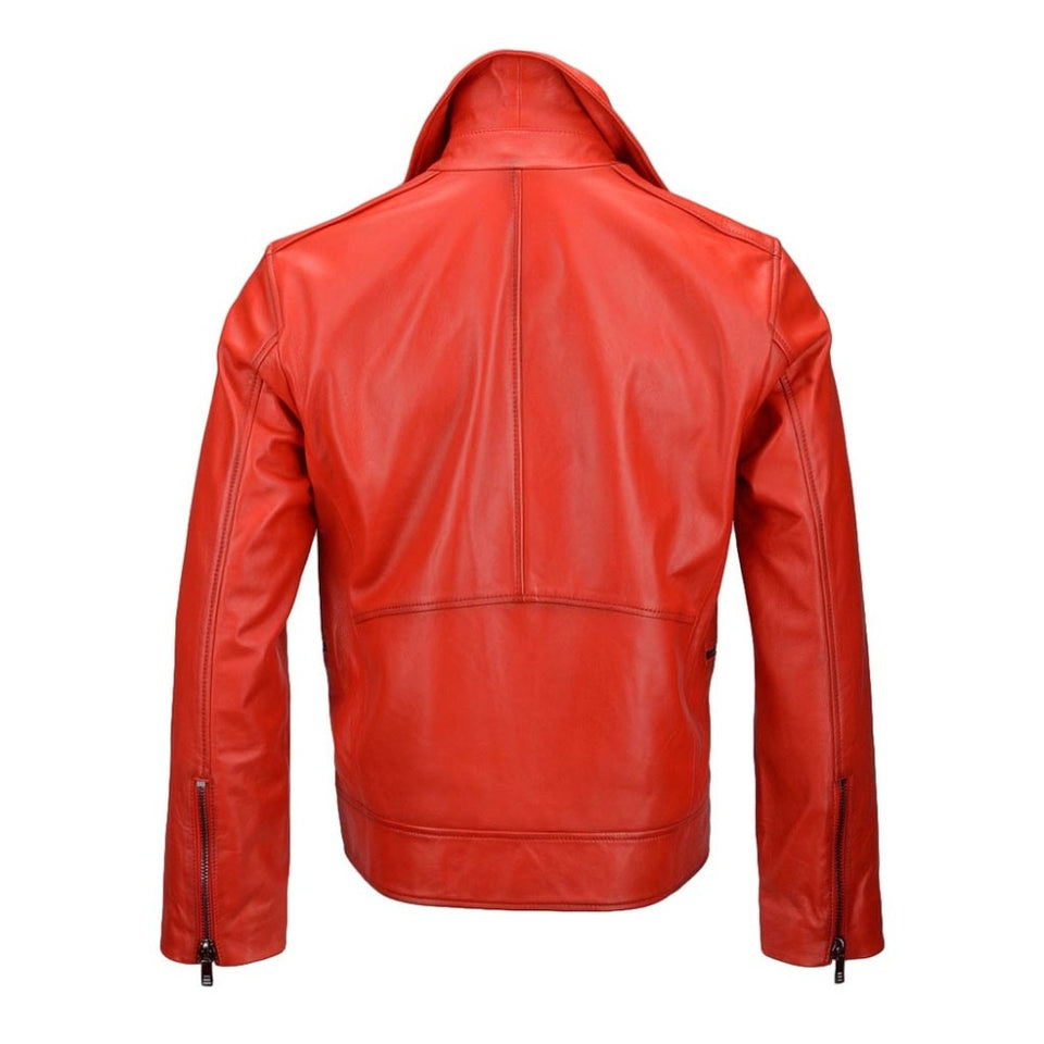 Tallinn Red Biker Leather Jacket For Women