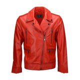 Tallinn Red Biker Leather Jacket For Women