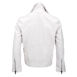 Tallinn White Biker Leather Jacket for Women
