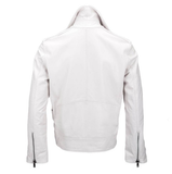 Tallinn White Biker Leather Jacket for Women