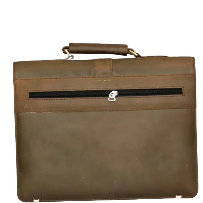Brown Sheepskin Leather Laptop Bag with Shoulder Strap | Shaded Ombre Finish