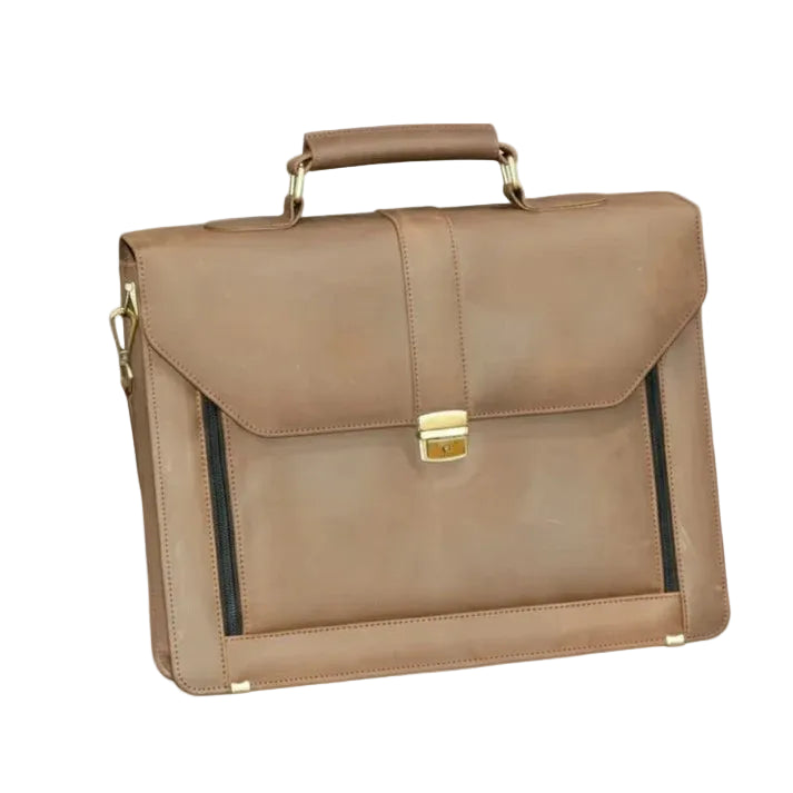 Brown Sheepskin Leather Laptop Bag with Shoulder Strap | Shaded Ombre Finish